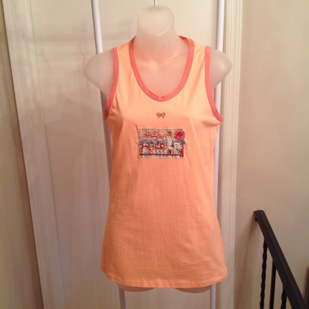 Anya Hindmarch Beach Marrakesh Sherbert Orange Beaded Embroidered Tank Top 46